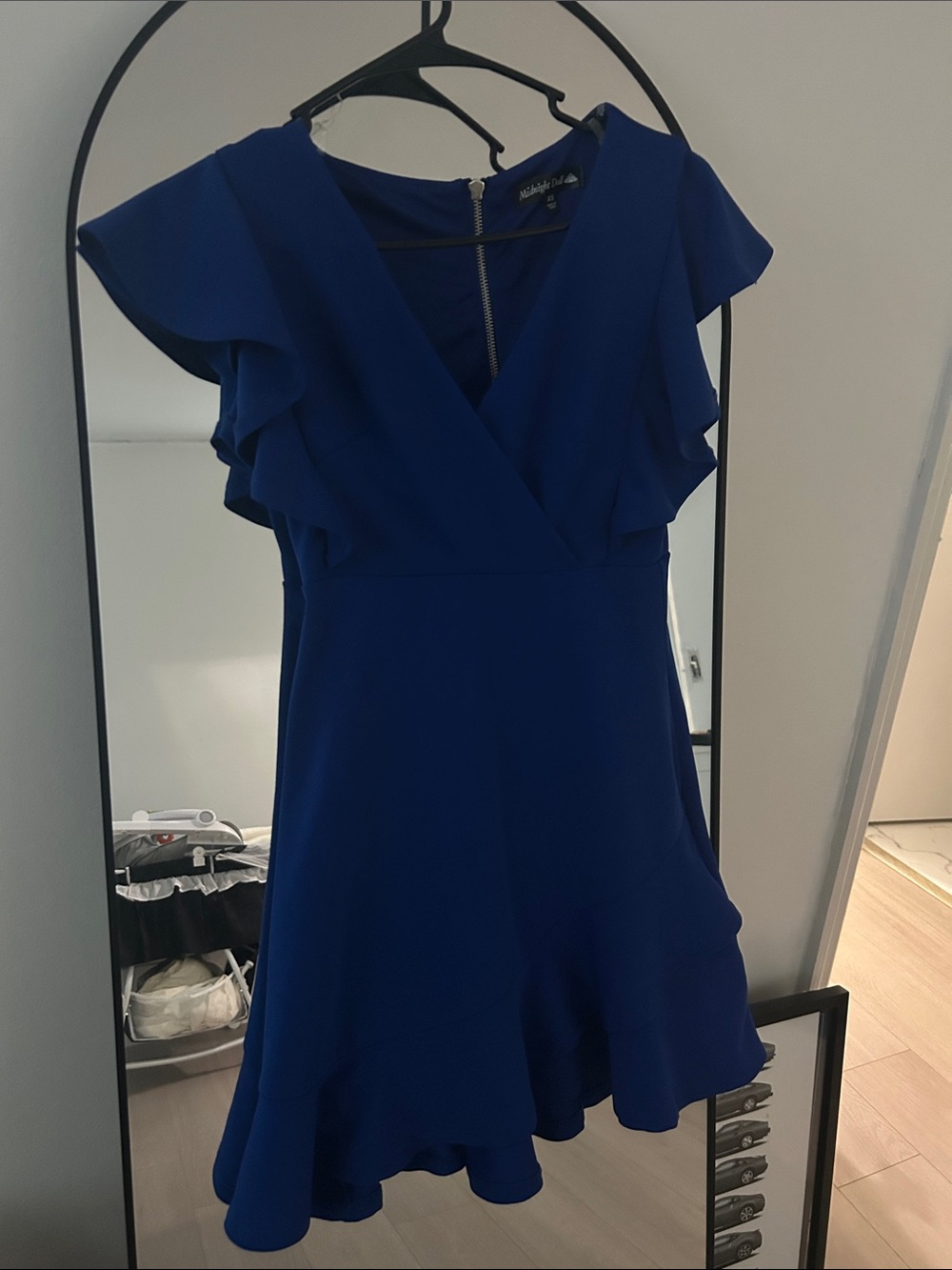 Blue Flutter Sleeve Dress